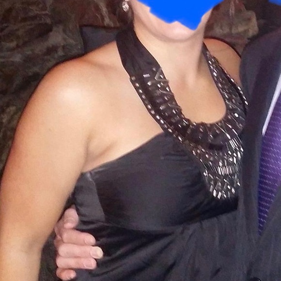 Beaded Neckline Halter Dress - Picture 5 of 5